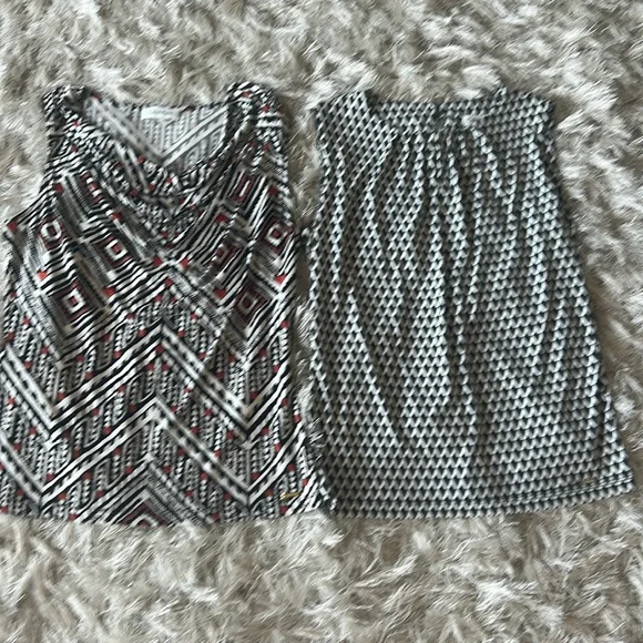 (2) Calvin Klein Sleeveless Blouses Woman Size Small White and Black abstract - Picture 4 of 8